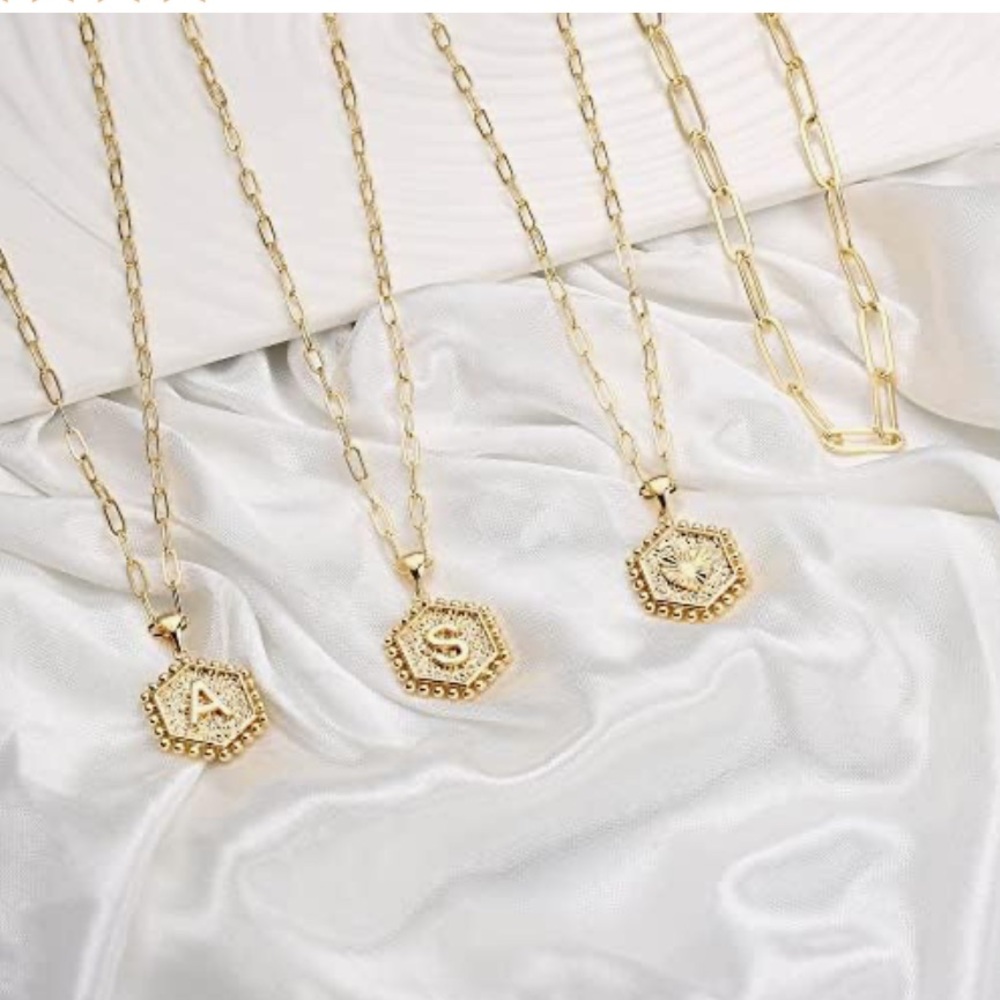 NEW Gold C Initial Pendant Paperclip Necklace